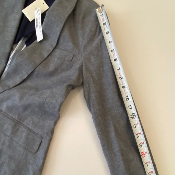 Terrific NWT 00 light blue-grey J Crew Parke blazer in 80% cotton 20% linen - Picture 4 of 12